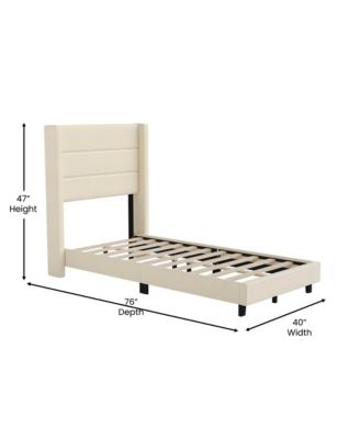 Percy Modern Platform Bed With Padded Channel Stitched Upholstered Wingback Headboard