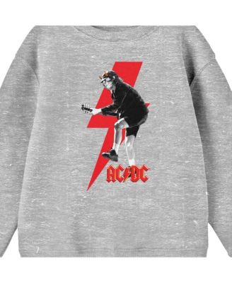 Boys ACDC Monochrome Angus Young Red Lightning Youth Athletic Heather Gray Crew Neck Tee