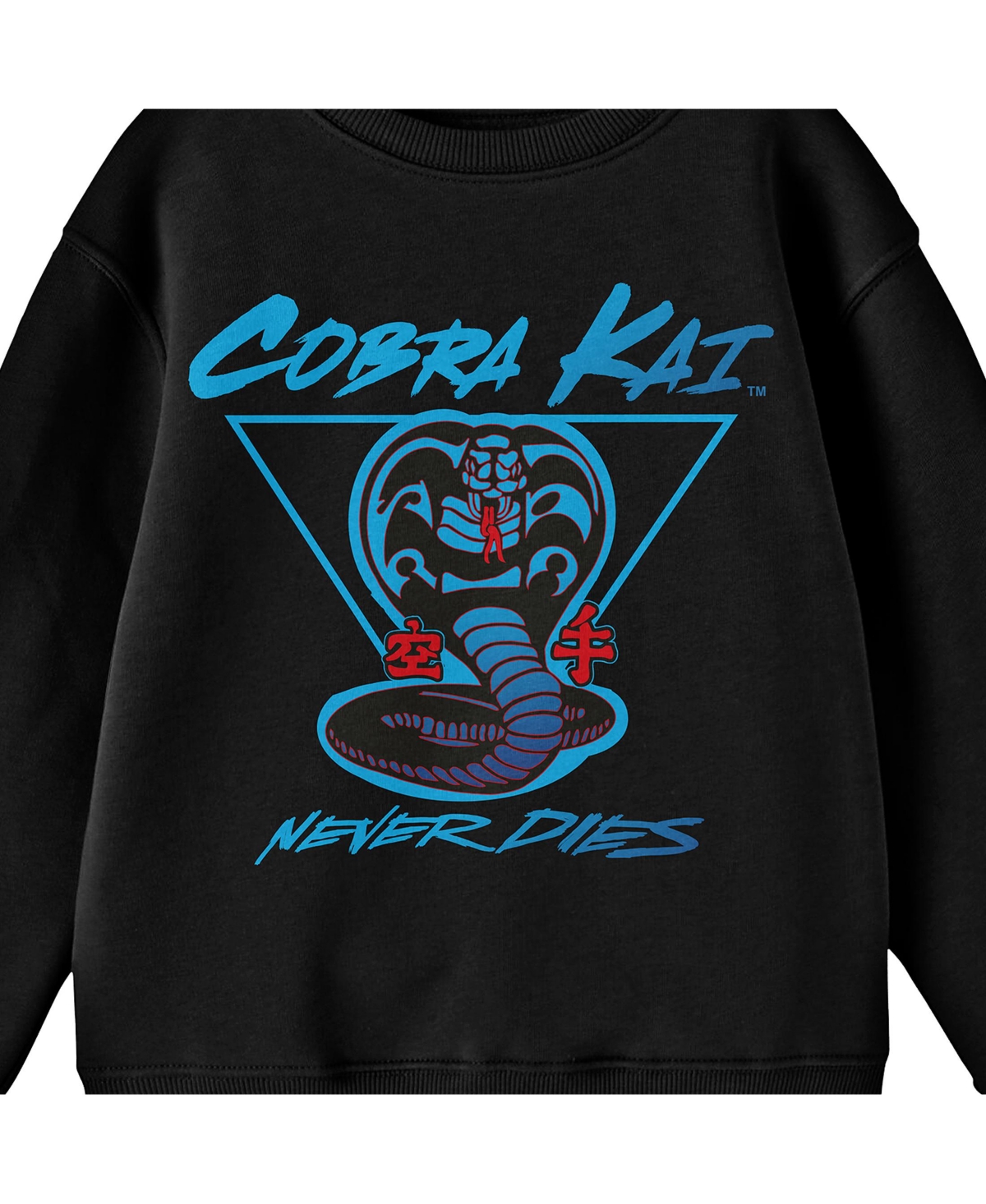 Cobra Kai Boys Never Dies Crew Neck Long SleeveYouth Tee - Black