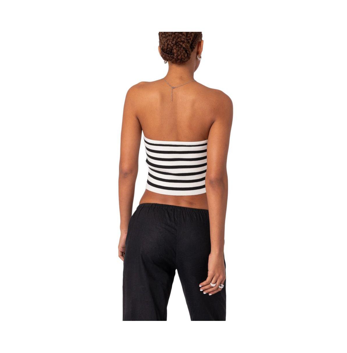 Edikted Women's Lexi Ribbed Tube Top - Black-and-white