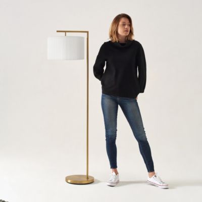 Montage Modern 60" LED Arc Floor Lamp with Pleated Fabric Shade