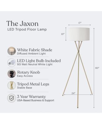 Jaxon 60" LED Contemporary Tripod Floor Lamp with Pleated Shade