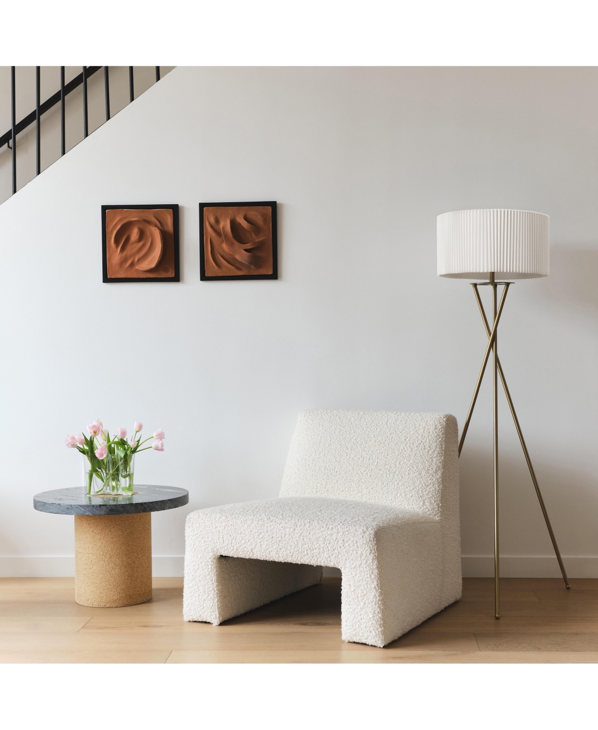 Brightech Jaxon Led Contemporary Tripod Floor Lamp with Pleated Shade