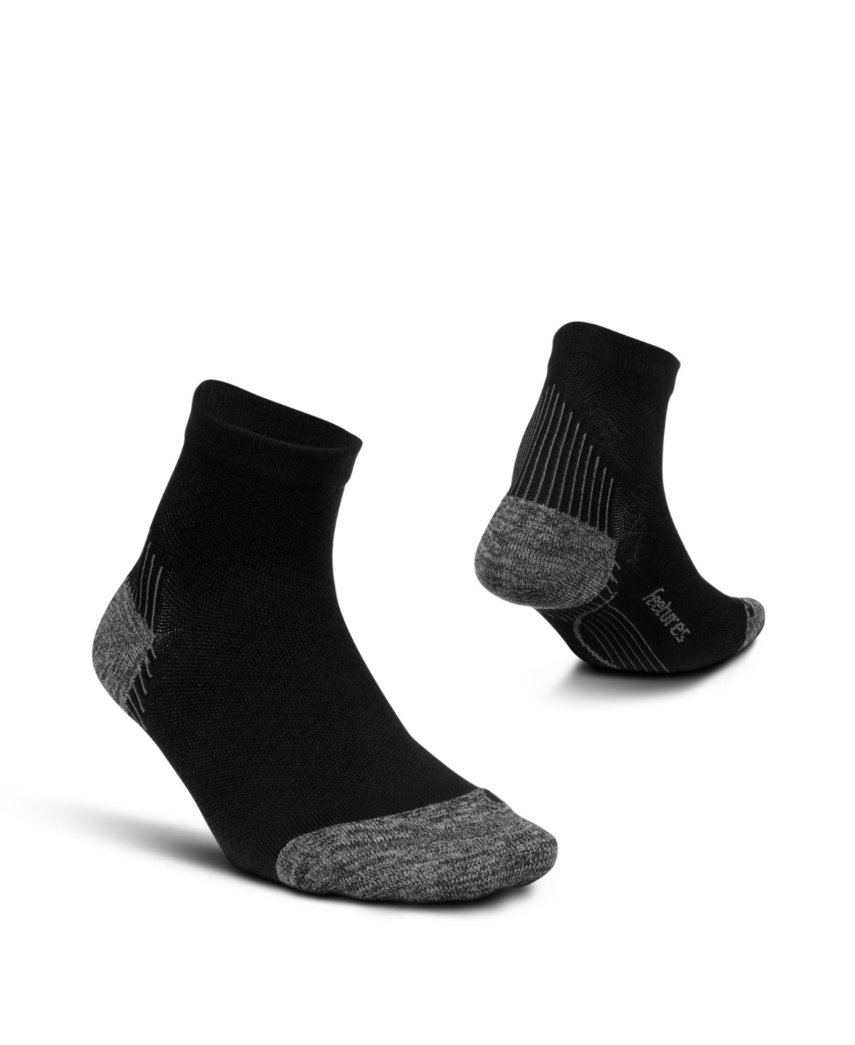 Men's Plantar Fasciitis Relief Cushion Quarter Sock- Targeted Compression Sock for Men & Women - Black
