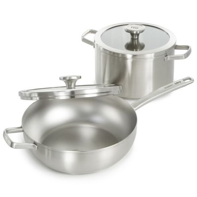 Graphite 4Pc Cookware Set With Glass Lids, Recycled 18/10 Stainless Steel