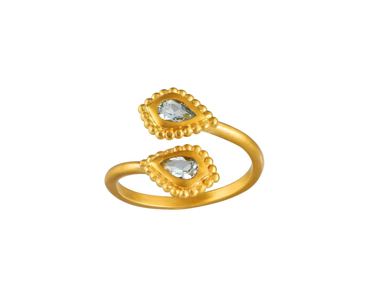 Commune with Love Blue Topaz Adjustable Ring - Gold