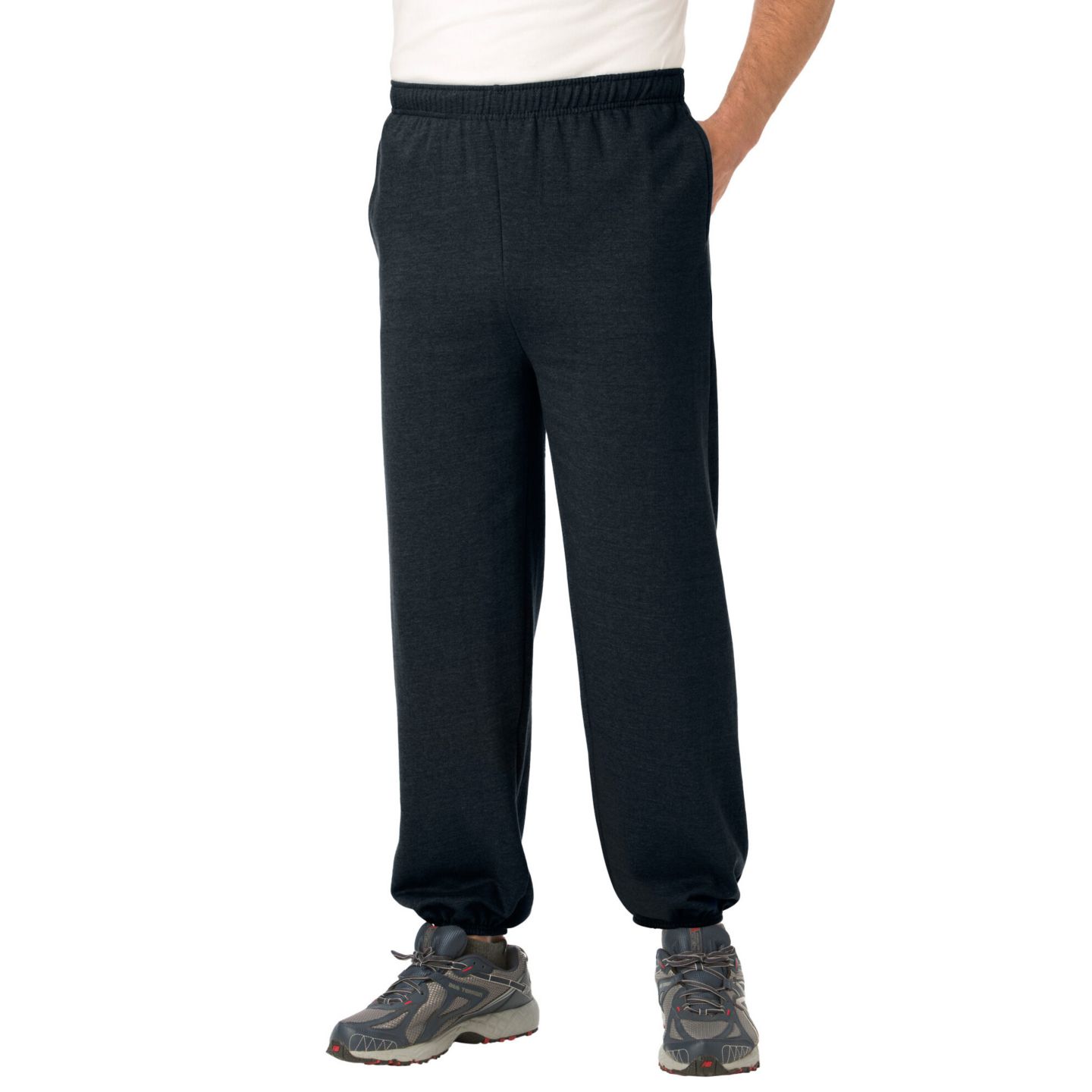 Мужские брюки KingSize Fleece Elastic Cuff Sweatpants, цвет: Чёрный — фото 1
