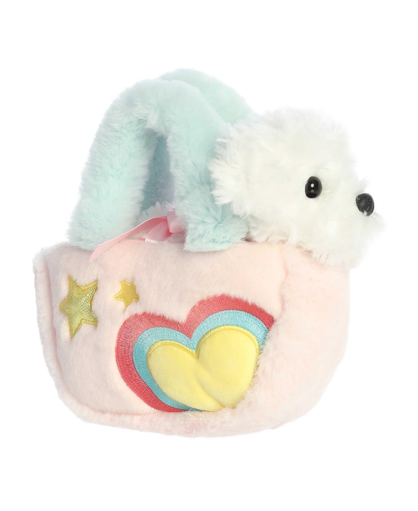 Детские мягкие игрушки Aurora Small Pastel Heart Puppy Plush, Puppy and Carrier, 2-Piece Set — фото 1