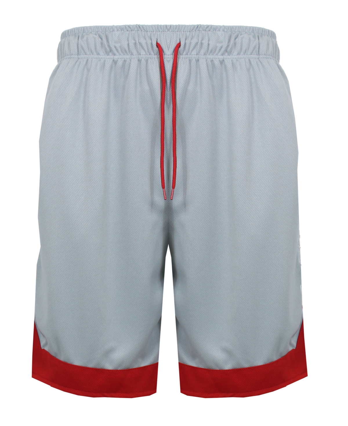 Men's Premium Active Moisture Wicking Workout Mesh Shorts With Trim - Silver/Red