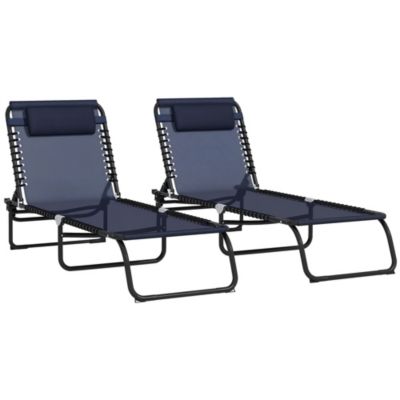 2 Chaise Lounge Pool Chairs, Folding, Reclining,