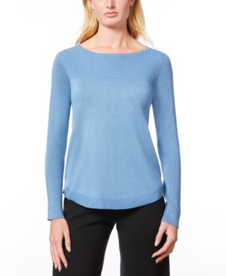 Women's Petite Boat Neck Long-Sleeve Sweater