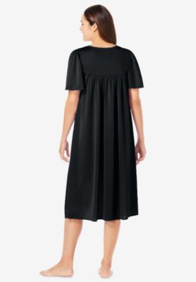 Plus Size Short Silky Lace-Trim Gown