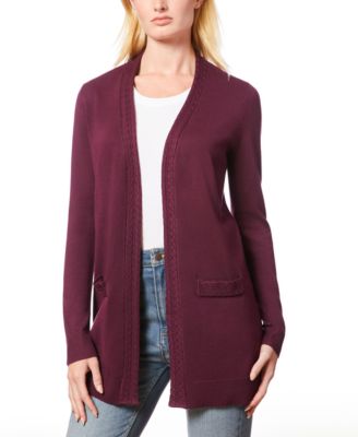 Melissa Paige - Women's Braided-Trim Open-Front Cardigan