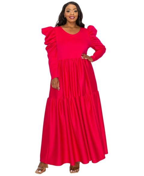 Женское платье L I V D Plus Size Isabel Tiered Maxi, цвет: Фуксия