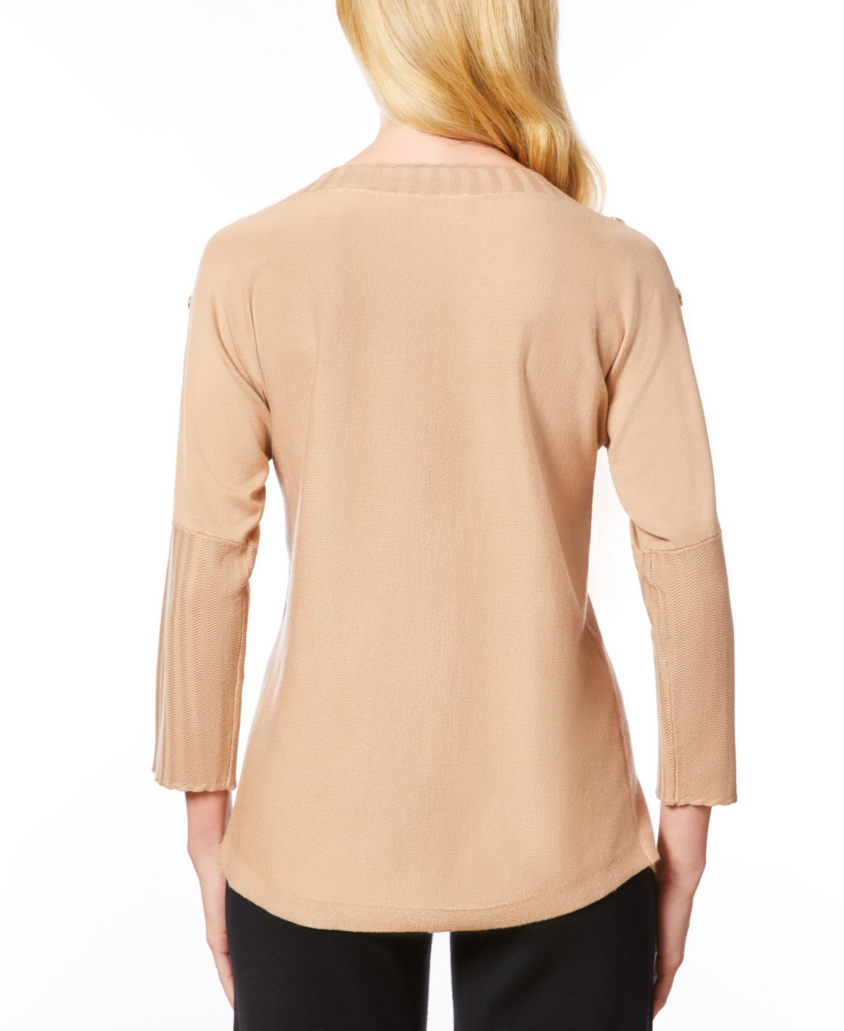 Melissa Paige Women's Petite Dolman-Sleeve Wavy-Ribbed Sweater