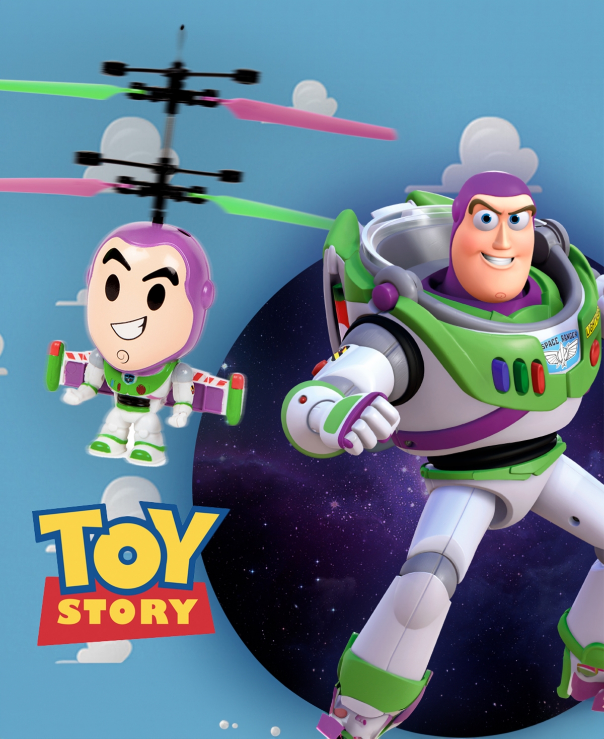 World Tech Toys Pixar Toy Story Buzz Lightyear 3.5 Inch Flying Character Helicopter In Multi
