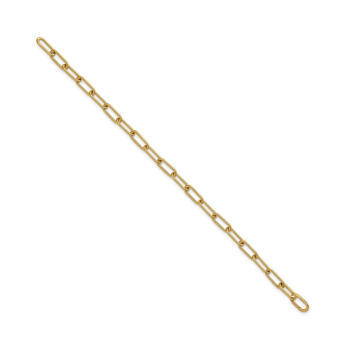18k Yellow Gold Solid Paperclip Link Chain Bracelet - Gold