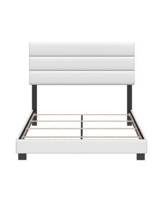 Napoli Leather Upholstered Platform Bed Frame with Tri-Panel Adjustable Headboard - Boyd Sleep