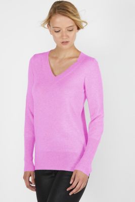 Women's 100% Pure Cashmere Long Sleeve Ava V Neck Pullover Sweater