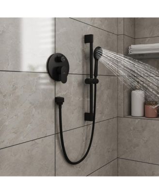 9" Wall Mounted Rainfall Shower System Set with Hanheld Spray & Slide Bar, Brushed Gold
