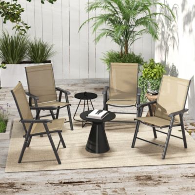Set of 4 Outdoor Folding Chairs for Patio, Camping, Beach,