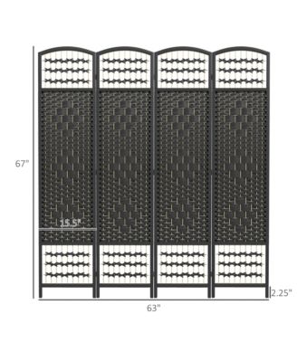 4 Panel Room Divider, Folding Screen, 5.6', Black