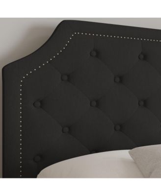 Provence Platform Bed With Slatted Support Contemporary Tufted Upholstery With Accent Nail Trim