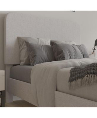 Remi Platform Bed With Headboard - Upholstered Frame - 14 Wooden Slats - No Box Spring Required