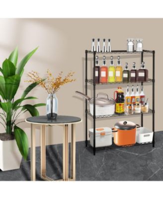 4-Tier Steel Kitchen Storage Shelf Storage Pantry Organizer in Black