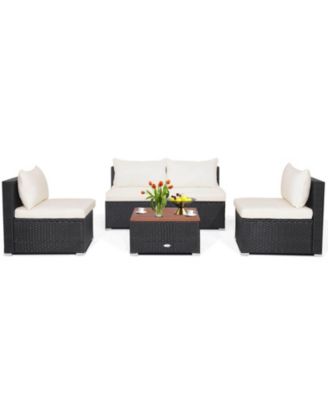 5 Piece Outdoor Furniture Set with Solid Tabletop and Soft Cushions