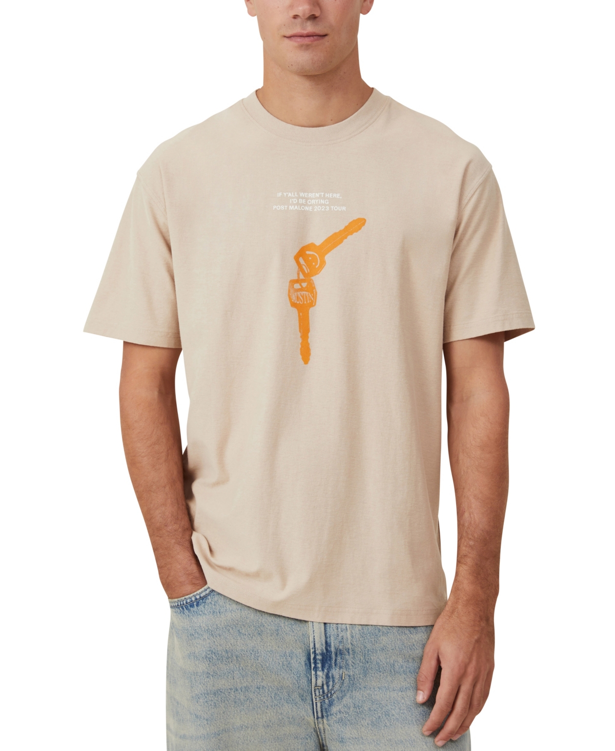 Cotton On Men's Loose Fit Music T-Shirt -/ Post Malone - Keys