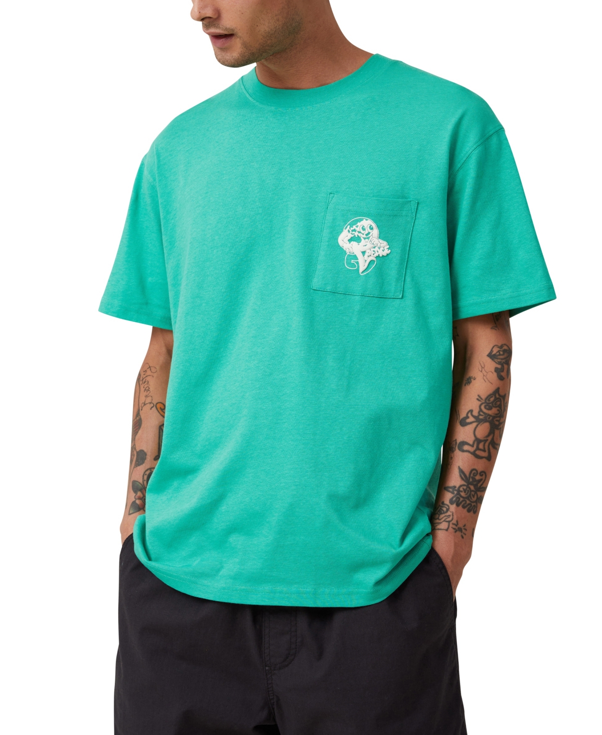 Cotton On Men's Dabsmyla Loose Fit T-shirt In Dab Jade Cream,world Peace