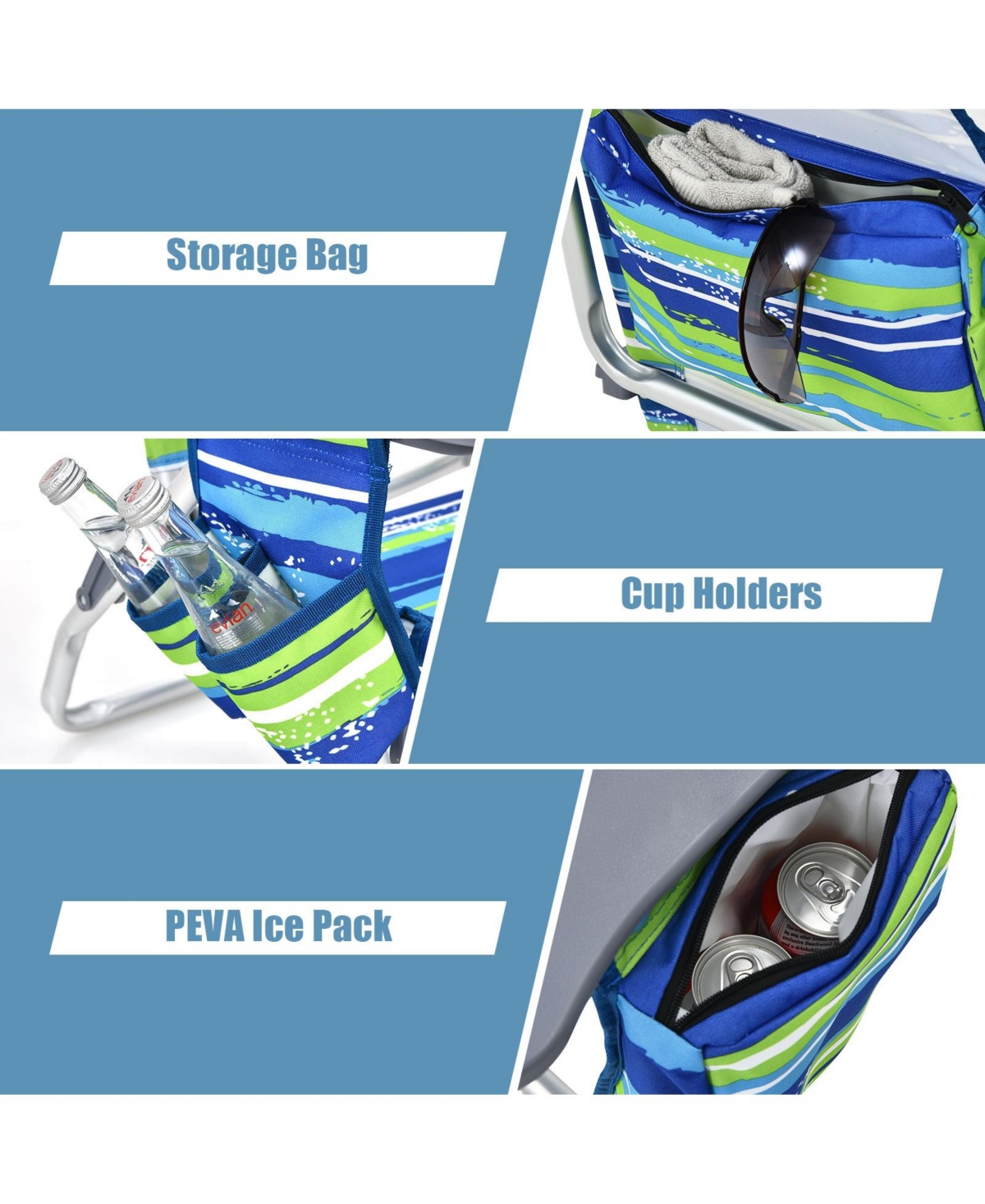 2 Pieces Folding Backpack Beach Chair with Pillow