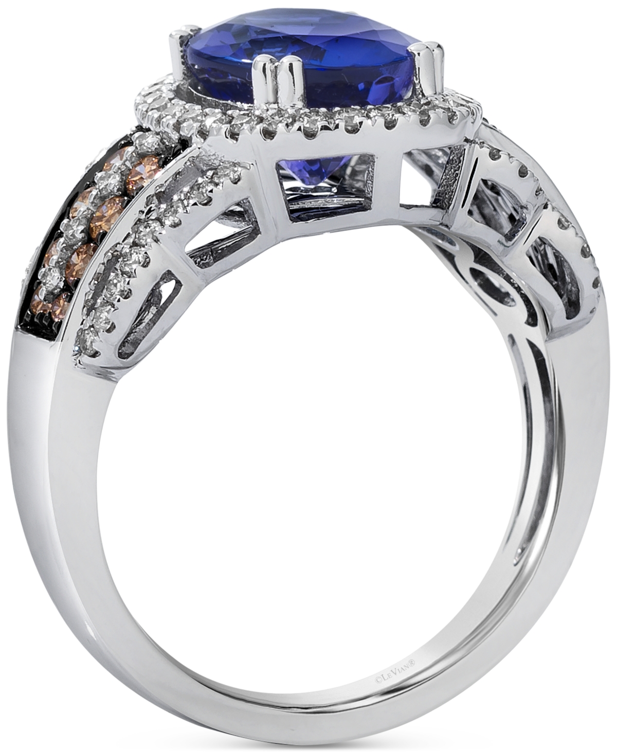 Le Vian Blueberry Tanzanite (2-1/2 Ct. T.w.) & Diamond (5/8 Ct. T.w.) Halo Statement Ring In 14k White Gold  In Metallic