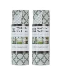 Fridge Shelf Liner Collection Non-Adhesive, Cut to fit, Machine Washable, 12x120", Gray Lattice, 2 Piece