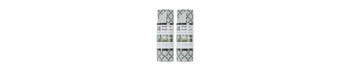 Design Imports Fridge Shelf Liner Collection Non-adhesive, Cut To Fit, Machine Washable, 12x120", Gray Lattice, 2 P In Gray Lattice