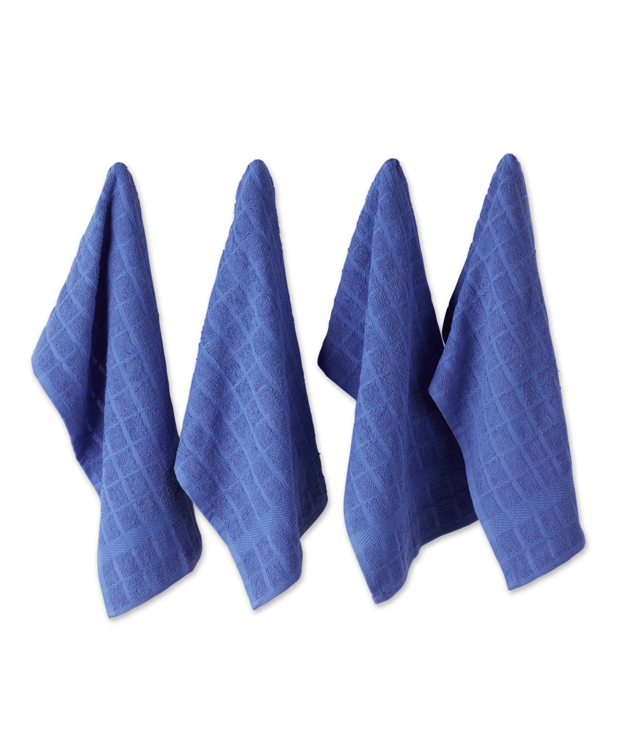 Design Imports Basic Terry Collection Windowpane Dishtowel Set, 16x26", Blueberry Solid, 4 Piece In Blueberry Solid