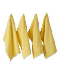 Basic Terry Collection Windowpane Dishtowel Set, 16x26", Yellow Solid, 4 Piece