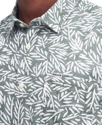 Men's Jackstone Short Sleeve Button-Front Leaf Print Shirt