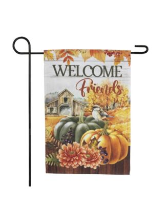 Welcome Friends Fall Harvest Outdoor Garden Flag - 18" x 12.5"