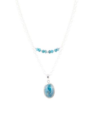 Delicately Genuine Blue Apatite Oval Pendant Necklace
