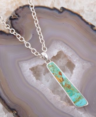 Horned Genuine Turquoise Abstract Pendant Necklace