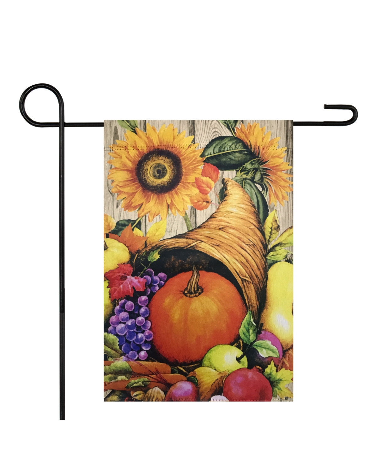 Cornucopia and Flowers Autumn Harvest Flag 12.5" x 18-Inch" - Brown