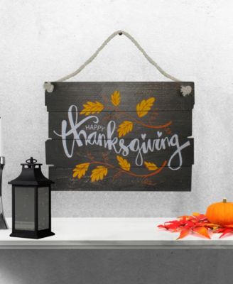 15" Wooden 'Happy Thanksgiving' Hanging Wall Sign