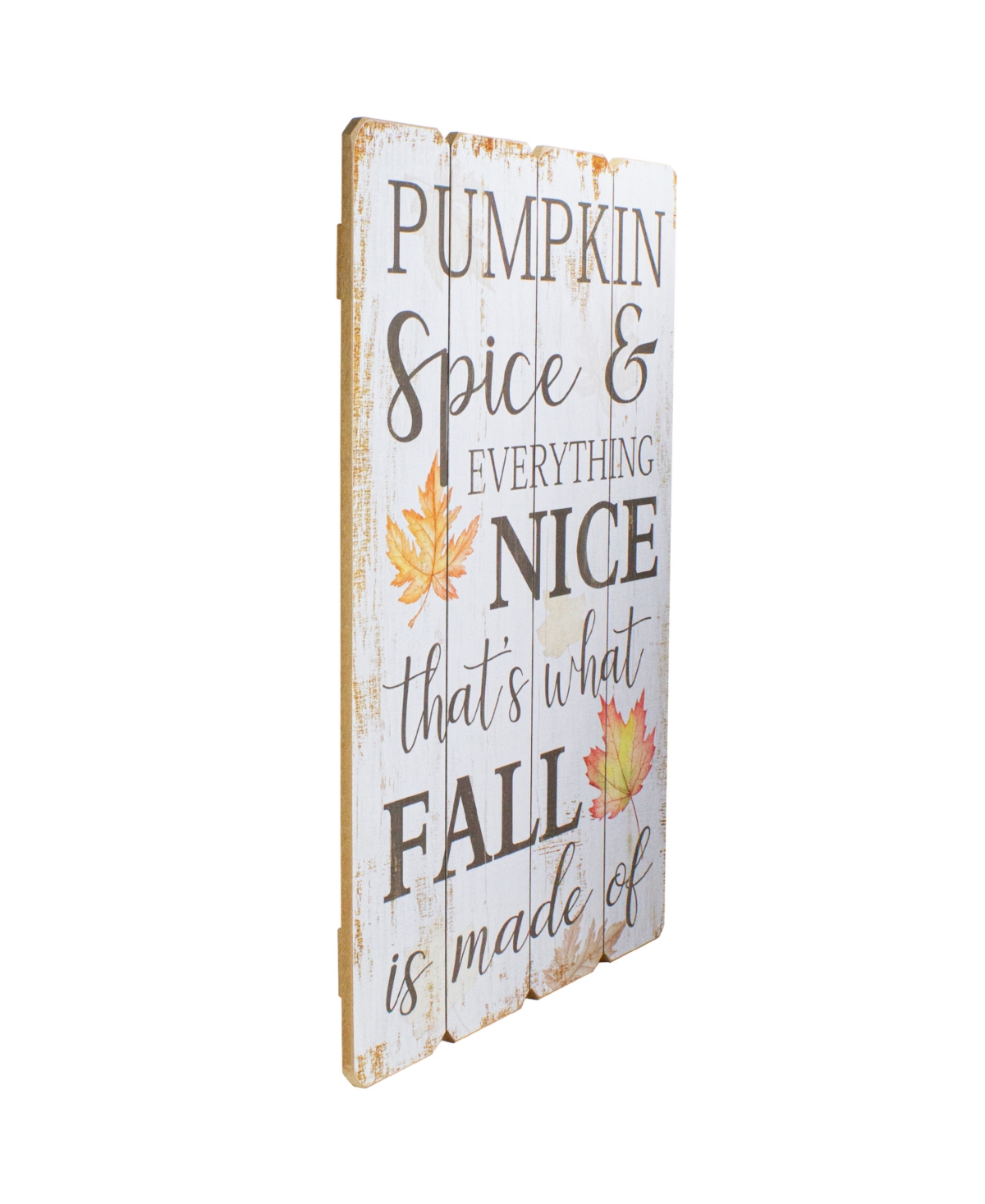 Northlight 23.5" White-washed Pumpkin Spice Everything Nice Fall Wooden Hanging Wall Sign In White