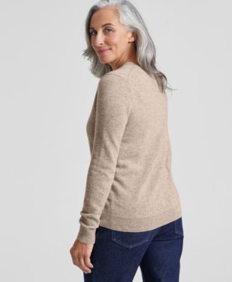 100% Cashmere Petite V-Neck Long-Sleeve Sweater, Created for Macy's