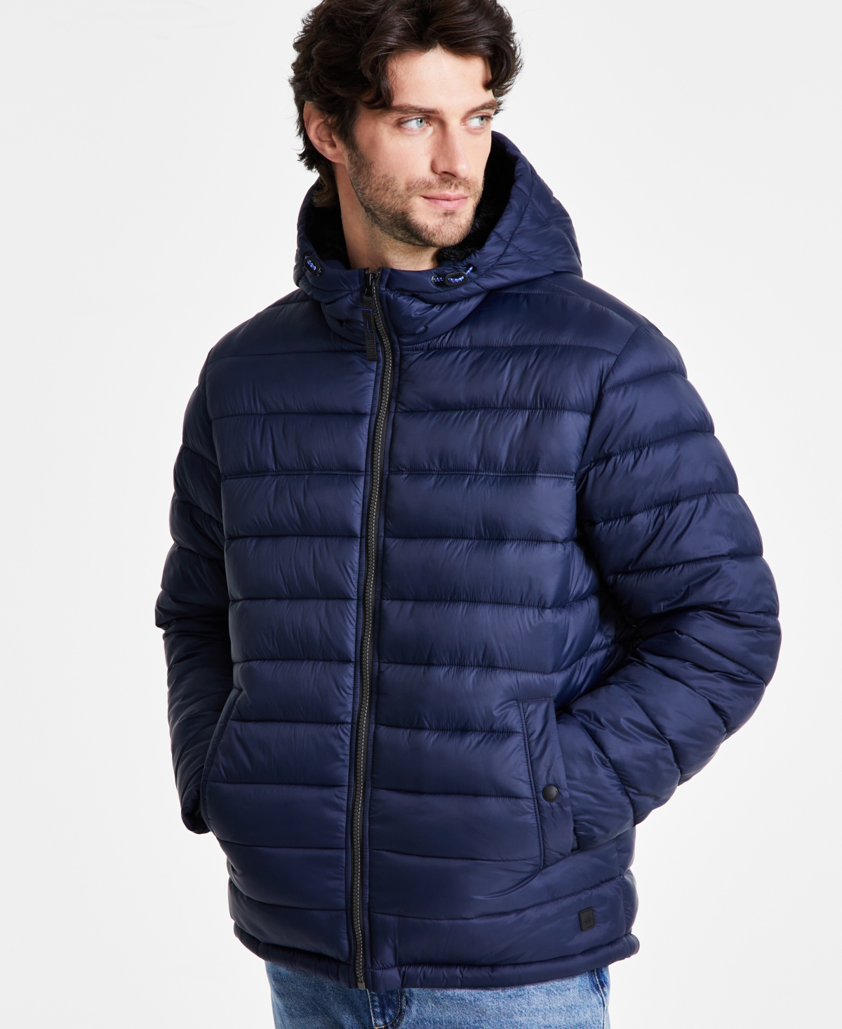 Men's Sherpa Lined Hooded Puffer Jacket - Hawke Navy