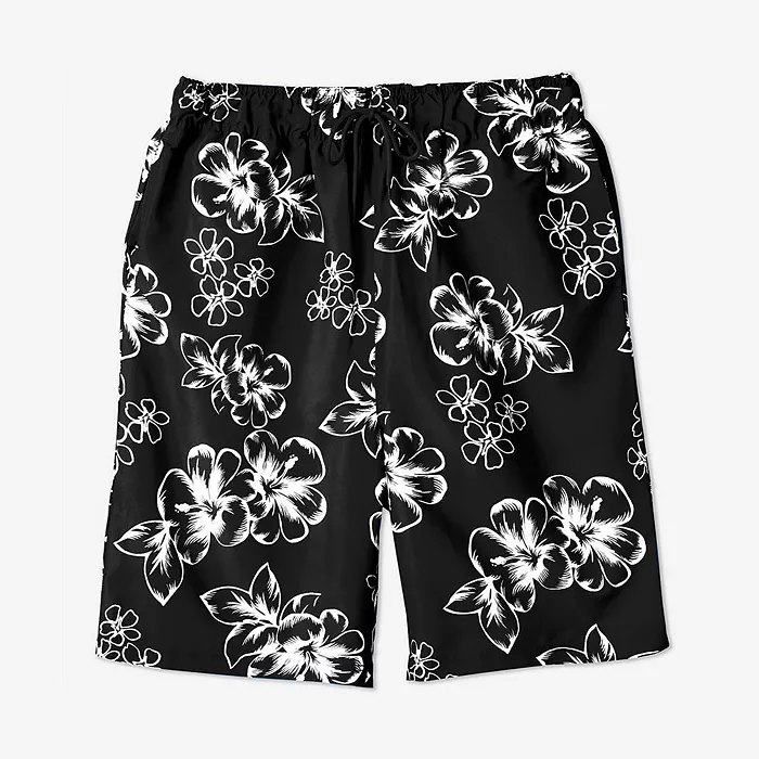 Big & Tall Hibiscus Print 8" Swim Trunks - thumbnail 2