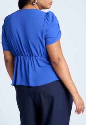Women's Shirred Sleeve Top With Buttons