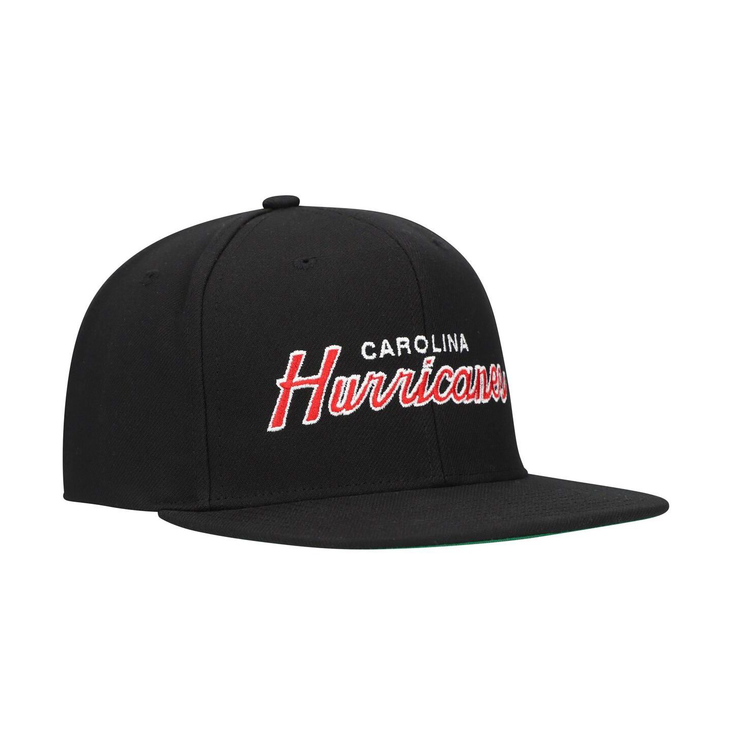 Мужская кепка Mitchell & Ness Mitchell Ness Black Carolina Hurricanes Core Team Script 2.0 Snapback Hat — фото 3
